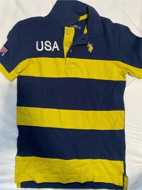 U.S. Polo Assn. Navy and Yellow Striped Polo Shirt